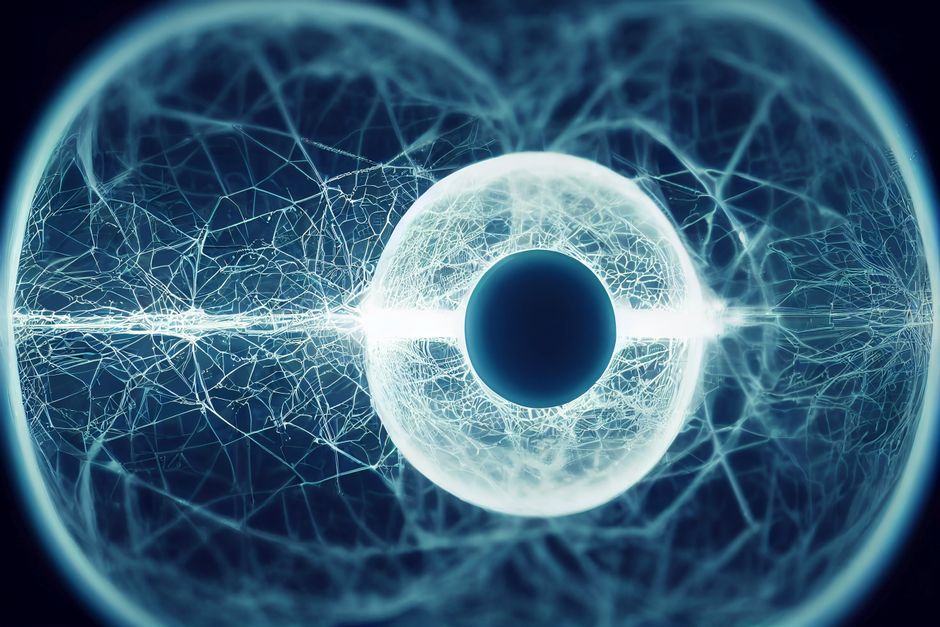 glowing AI data center servers, abstract neural network blue