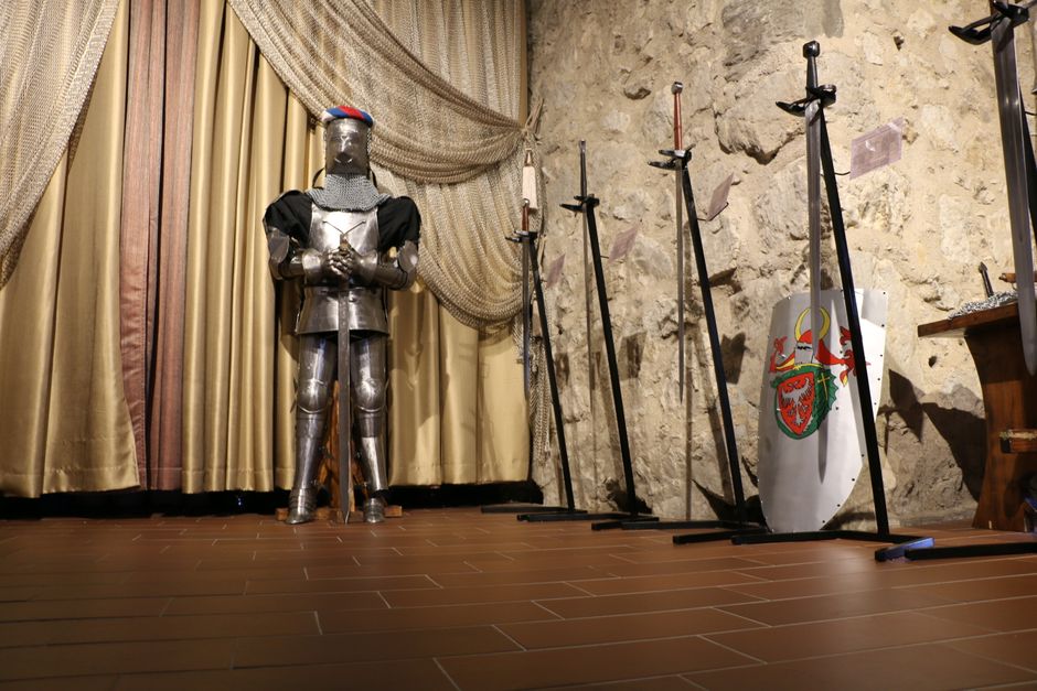 medieval knight armor, gothic castle bohemia, sword and shield