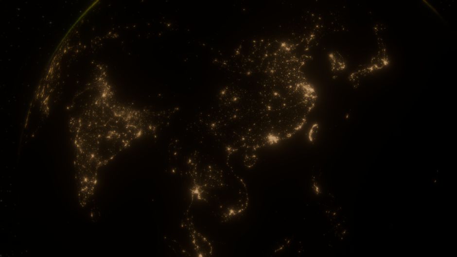 satellite view of earth, world map globe screen, aerial city imagery