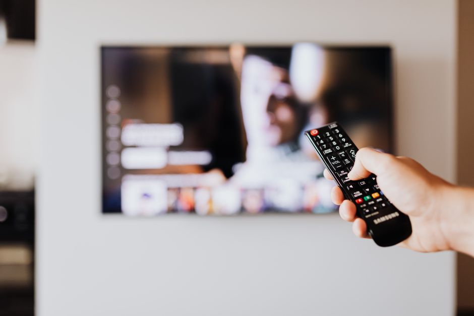 television remote control, streaming service on tv screen