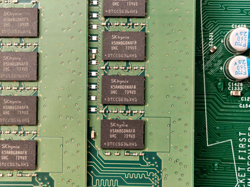 computer memory modules close-up, semiconductor wafer fab, gpu circuit board